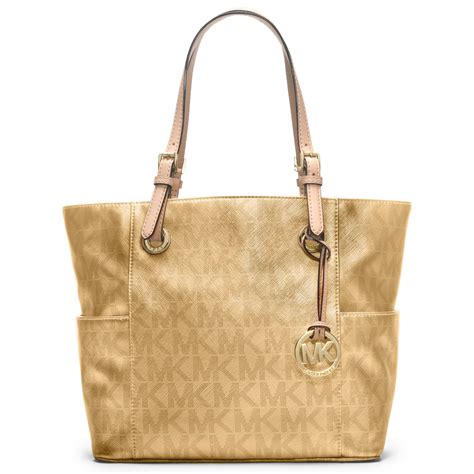 michael kors white and gold purse|Michael Kors large gold tote.